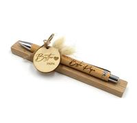 VmG-Store Bolígrafo de madera como idea de regalo para el día de la madre, día del padre, cumpleaños, papá, abuela, compañero de trabajo, novia, amigo (sin nombre, 02 Mejor papá