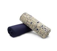 VmG-Store Juego de tela de jersey, diseño a juego + Uni de 0,5 m x 1,5 m, 95 % algodón, 5 % elastano, Tex Standard 100 (Dogs + Navy Set27)