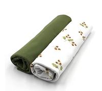 VmG-Store Juego de tela de punto con diseño a juego + Uni de 0,5 m x 1,5 m, 95 % algodón, 5 % elastano, Tex Standard 100 (ramas de avellana y pickle Set43)