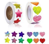 VMINOG 1000 Estrellas Brillantes y Amor, Pegatinas de Purpurina para Recompensas Infantiles en la Escuela, Aulas, Autoadhesivas, para Decoración de Fiestas
