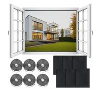 VMINOG Mosquitera Ventana Paquete De 6 Mosquiteras Cortables 1,3 X 1,5 M Mosquiteras Enrollables Montaje Adhesivo Tela Mosquitera Mosquitera Respirable Extensible Con Cinta (Negro)