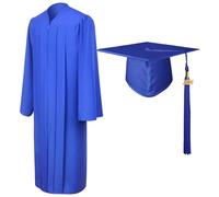 Vmiorzq Conjunto de gorro y bata de graduación, unisex, mate, para graduados universitarios de secundaria, disfraz de juez, bata de púlpito, azul rey 60, Refer to description