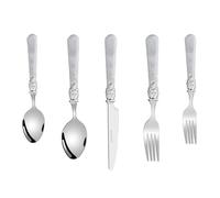 Vmiorzq Juego De Cubiertos De Acero Inoxidable - Set de Vajilla con un Estilo Retro - Set Reutilizable de Tenedor y Cuchara,Para Comidas Familiares en Apartamento Picnic Bodas Hotel Restaurante