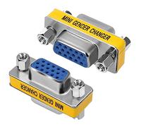 VMOJO Adaptador VGA hembra a VGA hembra a VGA hembra, adaptador de 15 pines, 15 pines, conector adaptador SVGA Mini Gender Changer [2 unidades]
