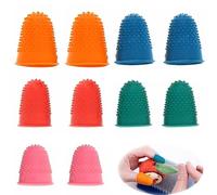 Vmoomax Dedales de goma para proteger las yemas de los dedos, 10 unidades, antideslizantes, 5 colores, almohadillas de goma reutilizables para papel, contar dinero, costura, tejer
