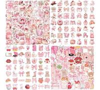 Vmoomax Lot de 100 pegatinas estéticas rosas, pegatinas decorativas de vinilo impermeable, libro de stickers para lector de libros electrónicos, botella, teléfono, decoración DIY, portátil y