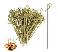 Vmoomax Pinchos de madera de bambú, 100 unidades de 18 cm, brochetas de madera con nudo original, palillos de madera para los dedos, para cócteles, pequeños aperitivos, antipasti