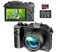 Vmotal Cámara digital 4K, grabadora de video 4K de 48 MP, cámara de doble lente, zoom digital de 18x, cámara de enfoque automático con aplicación WiFi y tarjeta SD, cámara de vlogging para