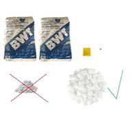 VMS-Vertriebcenter BWT Perla TABS - Sal regeneradora (2 paquetes de 25 kg, 99,9% de pureza) en forma de cojín, sin discos, incluye paño multiusos