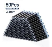 VmugDVoqb 50 Uds Pluma estilográfica recargas de Cartuchos de Tinta Botella 4 Colores Desechables diámetro 3,4mm 2,6mm Suministros de papelería de Oficina Escolar CW-159(3.4mm Dark Blue)