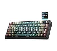 VmugDVoqb Teclado inalámbrico para Juegos con Pantalla Digital y Perilla 75% Teclado mecánico retroiluminado RGB de 3 Modos Intercambiable en Caliente Compatible con F75 MAX(Black Contour Lines)