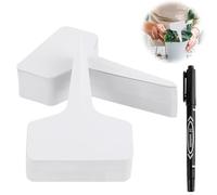 VMUTGA 100 Piezas Etiquetas de Plantas, Etiquetas de Huertos Forma de T, 10x6cm Plástico Marcadores Plantas, Marcadores de Jardín Reutilizable, para Semillas, Flores, Verduras (Blanco)