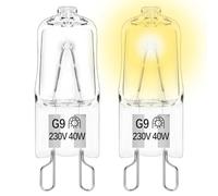 VMUTGA 2 Piezas Bombilla Halógena G9 de Horno 40W 230V, 300 °C Resistente al Calor Lámpara de Horno de Alto Brillo, Halógeno G9 para Hornos, Microondas, Lámpara de Araña
