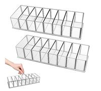 VMUTGA 2 Piezas Organizador de Cajones Acrílico Transparente, Organizador de Maquillaje Desmontable de 8 Compartimento Almacenamiento de Cosméticos para Tocador, Baño, Dormitorio