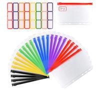 VMUTGA 24 Piezas Bolsas de Carpeta Anillas A6, 6 Agujeros Carpeta Transparente con Cremallera Bolsas Impermeables de Hojas Sueltas Carpetas de Plástico para Tarjetas Facturas Hogar Oficina Escuela