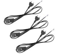 VMUTGA 3 Piezas Cables con Interruptor y Enchufe, 1.8M Cable de Alimentación Negro 2 x 0,75 mm² Cable Electrico con Euro Enchufe Cable de Conexión para Lámparas Lámpara de Mesa