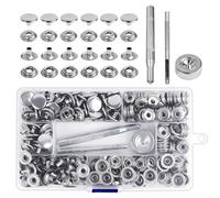 VMUTGA 300 Piezas Corchetes de Presión Metalicos, Botones de Presión de 15 mm, Remaches de Cuero, Kit Cierre A Presión Con 3 Herramientas De Configuración, para Ropa, Cuero, Vaquero, Bolsos