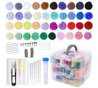 VMUTGA 40 Colores Lana de Fieltro, 72 Piezas Kit de Inicio de Fieltro de Aguja con Kit de Herramientas de Fieltro de Lana para Principiantes Fieltro de Lana Mano Creativos Manualidades Bricolaje