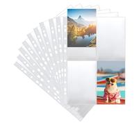 VMUTGA 50 Piezas Fundas para Fotos A4, 4 Compartimentos Fundas Fotográficas Bolsillos Transparentes para Carpetas de Anillas 2/3/4 Fundas para Proteger Tarjetas Postales Álbum Fotos (10.5 * 15.3 cm)