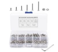 VMUTGA 660 Piezas M2 Tornillos y Tuercas y Arandelas, Tornillos de Hueca Hexagonal Tornillos de Cabeza Cilíndrica Acero Inoxidable Tuercas Hexagonales Arandelas Kit con Llave y Caja de Almacenamiento