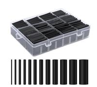 VMUTGA 900 Piezas Tubos Termorretráctiles, 12 Tamaños Tubo Termorretráctil Negro Relación de Contracción 2:1 Kit de Surtido de Tubo Térmico Funda Termoretractil para Cables Aislamiento Eléctrico