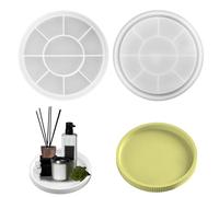 VMUTGA Molde Silicona Resina, 22.5cm Bandeja Moldes de Silicona Redonda Molde Redondo de Resina Epoxi Molde Resina de Bandeja Grande para Bricolaje Manualidades Posavasos Hogar Decoración