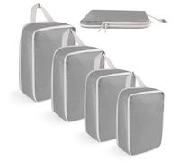 VMUTGA Organizador Maleta, Compression Packing Cubes, Expandibles, Impermeable, Ultraligera, Bolsas de Viaje para Maletas y Mochila, Gris, 4 Piezas
