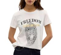 VERO MODA Vmvasta S/S O-Neck T-Shirt Jrs Btq Ga Camiseta, Blanca Nieve/Estampado: Freedom, M Mujeres