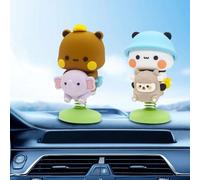 Vmxlso 2 Piezas Bubu Dudu Figura, Bubu Dudu Figuras de Oso Panda, Bubu Dudu Figuritas Tambaleante, Bubu Dudu Decoracion Coche de Salpicadero, Bubu Dudu Panda Regalos para Niños, Niñas