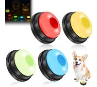 Vmxlso 4 zumbadores con función de grabación, zumbador de perro, zumbador con sonido y luz, botón de grabación de voz de 30 segundos, botones para hablar, botones para hablar con perros para