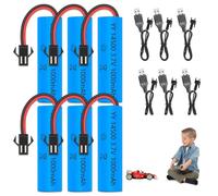 Vmxlso 6 Piezas Bateria 14500 Recargable 3.7v Litio, 1000mAh Bateria 14500 Pilas Recargables, Baterías RC Recargables con 6 Cargadores USB SM-2P Plug, para Coches RC, Tanques, Buggies, Barcos, Robots
