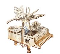 VNCdfhETs Caja De Música Decorativa Caja De Música Piano Creativa, Montaje Madera, Fonógrafo Decorativo Recuerdo Musical
