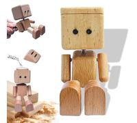 VNDGEOUH Figura de Madera Que se balancea, Hecha a Mano, con pies temblorosos, con 12 Expresiones magnéticas, Divertida decoración de Escritorio de Madera(Beige)