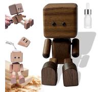 VNDGEOUH Figura de Madera Que se balancea, Hecha a Mano, con pies temblorosos, con 12 Expresiones magnéticas, Divertida decoración de Escritorio de Madera(Brown+Aromatherapy)