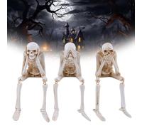 VNDGEOUH Simulación de Chimenea de Halloween con combinación de Calaveras, estatuas de Esqueleto Que no Ven, Hablan ni oyen el Mal, Ambiente Creativo for Patio(1 Set (3pcs))