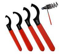 Vninkul 4 Piezas Juego de Llaves de Gancho,Llave de Gancho con Espiga 17/19/21/23cm,Llave de Precarga para Amortiguador,Llaves de Gancho con Nariz para Apretar o Aflojar Tuercas