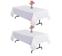 Vnituasr Paquete de 2 manteles rectangulares blancos de 60 x 102 pulgadas para mesas rectangulares de 6 pies, adecuados para bodas, banquetes, restaurantes, fiestas