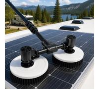 vnmudzeo Cepillo PV Doble Cabezal con Pértiga Telescópica - Limpiador Eléctrico para Paneles Solares, Autocaravanas y Tejados 5.5m(18ft)