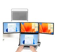 vnmudzeo Extensor Triple De Pantalla para Ordenador De 15,6", con Soporte Ajustable De 10 A 25 Cm, Monitor Triple Fhd De 1080P, Plug-Play Tipo C/Hdmi/USB-C, Pantalla IPS Fhd De 1080P