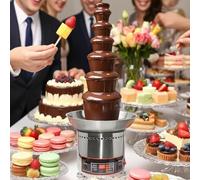 vnmudzeo Fuente De Chocolate De Acero Inoxidable, MáQuina para Fondue De Chocolate En Cascada De 4/5/6/7 Niveles, para Mantequilla, Queso, Salsa Barbacoa Y Licor 7Layers