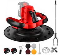 vnmudzeo Llana EléCtrica InaláMbrica para HormigóN, Disco Autoadhesivo, Herramienta de Pulido de Paredes con 6 Velocidades Variables y Luz Led, para Trabajos en Paredes, Mortero y Suelos 22500mAh