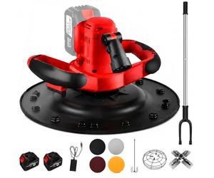 vnmudzeo Llana EléCtrica InaláMbrica para HormigóN, Disco Autoadhesivo, Herramienta de Pulido de Paredes con 6 Velocidades Variables y Luz Led, para Trabajos en Paredes, Mortero y Suelos 22500mAh