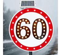 vnmudzeo SeñAl De LíMite De Velocidad Solar para Carreteras En ConstruccióN, SeñAles De TráFico De Velocidad con Radar Solar Led De Aluminio 800mm/31.5"