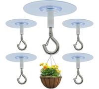 Vnnigmn Ganchos adhesivos de techo, ganchos de techo resistentes para colgar plantas, luces, comederos de pájaros, campanillas de viento, no requiere taladrar, fácil de instalar (5 piezas)