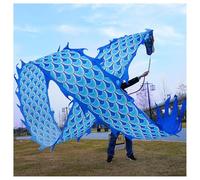 Vnook Cinta de Baile con dragón POI, Juguete de malabarismo con Escamas, Cometa 3D Colorida de Seda fluida Que Gira y se agita, Juegos de Fitness al Aire Libre for jardín, Parque y Playa.(Blue,10m)