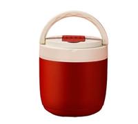 Vnook Contenedor Alimentos Aislado, Recipiente Calentar Alimentos, contenedor Almuerzo, Acero Inoxidable 304, con Cuchara Plegable y Bolsa térmica, for Alimentos, Sopa, Papilla, Yogur(Red,1.2L)