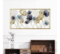 Vnook Decoración de Pared 3D, Arte de Pared de Metal con Hojas de Ginkgo, Escultura de Pared Hecha a Mano, decoración Moderna for el hogar, Hecha a Mano, con Acabado Dorado.