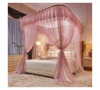 Vnook Dosel de Cortinas de Cama con Dosel for Dormitorio, mosquitera de Encaje Bordado con Soporte de Metal for decoración de Dormitorio(Pink,150x200cm)
