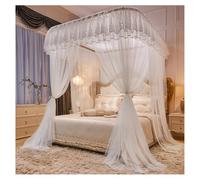 Vnook Dosel de Cortinas de Cama con Dosel for Dormitorio, mosquitera de Encaje Bordado con Soporte de Metal for decoración de Dormitorio(White,180x200cm)