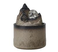 Vnook Fuente de Agua circulante de Mesa Decorativa, Fuente de rocalla, con Bola de Transporte Redonda, de circulación, for Dormitorio, Sala de Estar, Estudio(Brown)